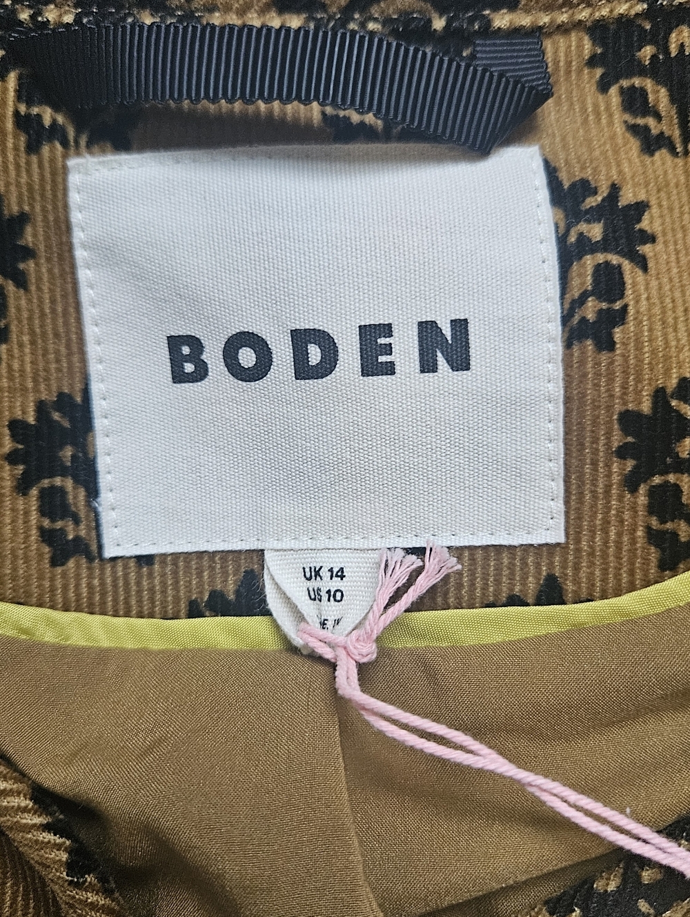Boden Women's Cord Vest Golden Olive Lily floral NWT Pockets U0178-GRN Boho US10 - Picture 6 of 11